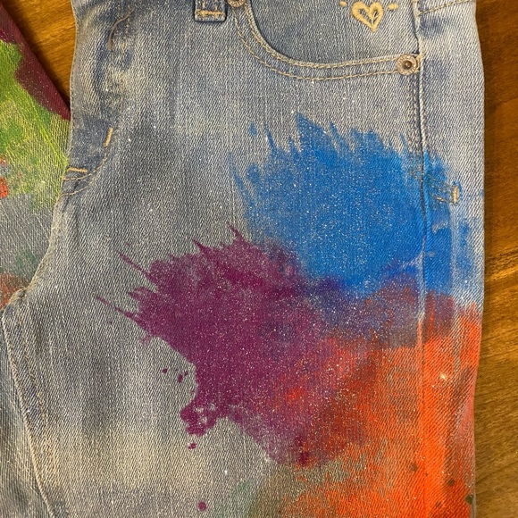 Justice Destructed Paint 🎨 Splatter Tie Dye Jeans - Picture 2 of 8